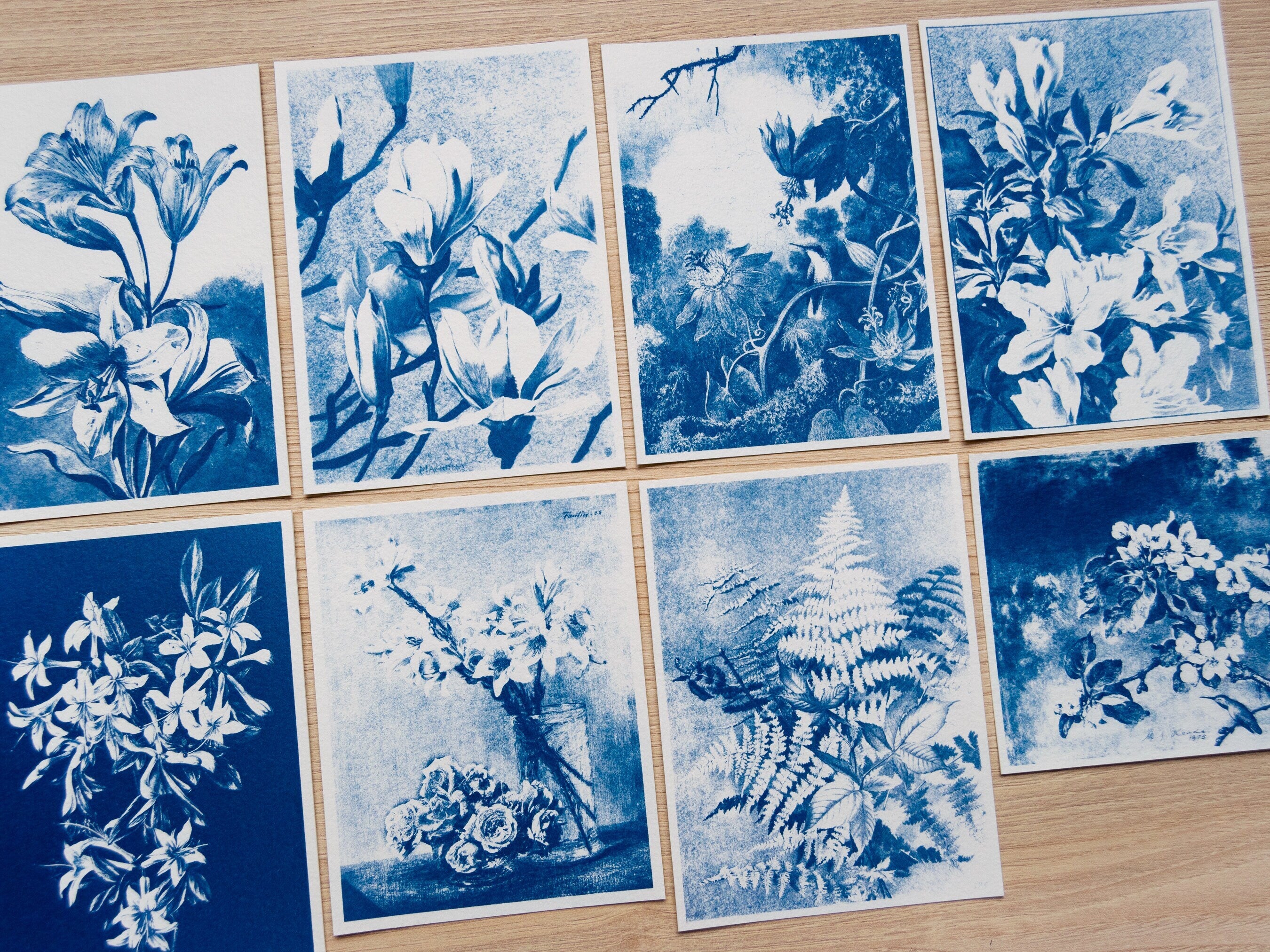 Floral Art Cyanotye prints
