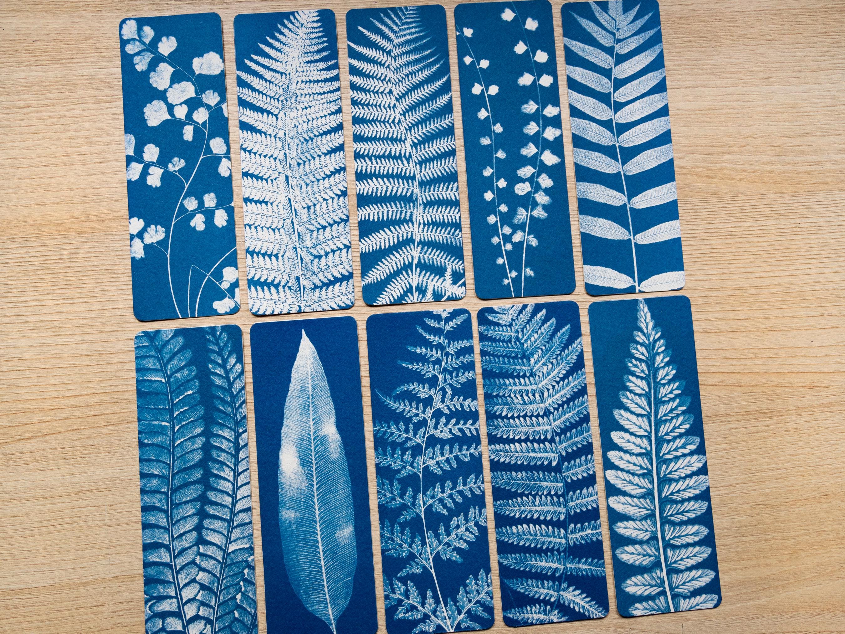 fern leaves cyanotype bookmarks