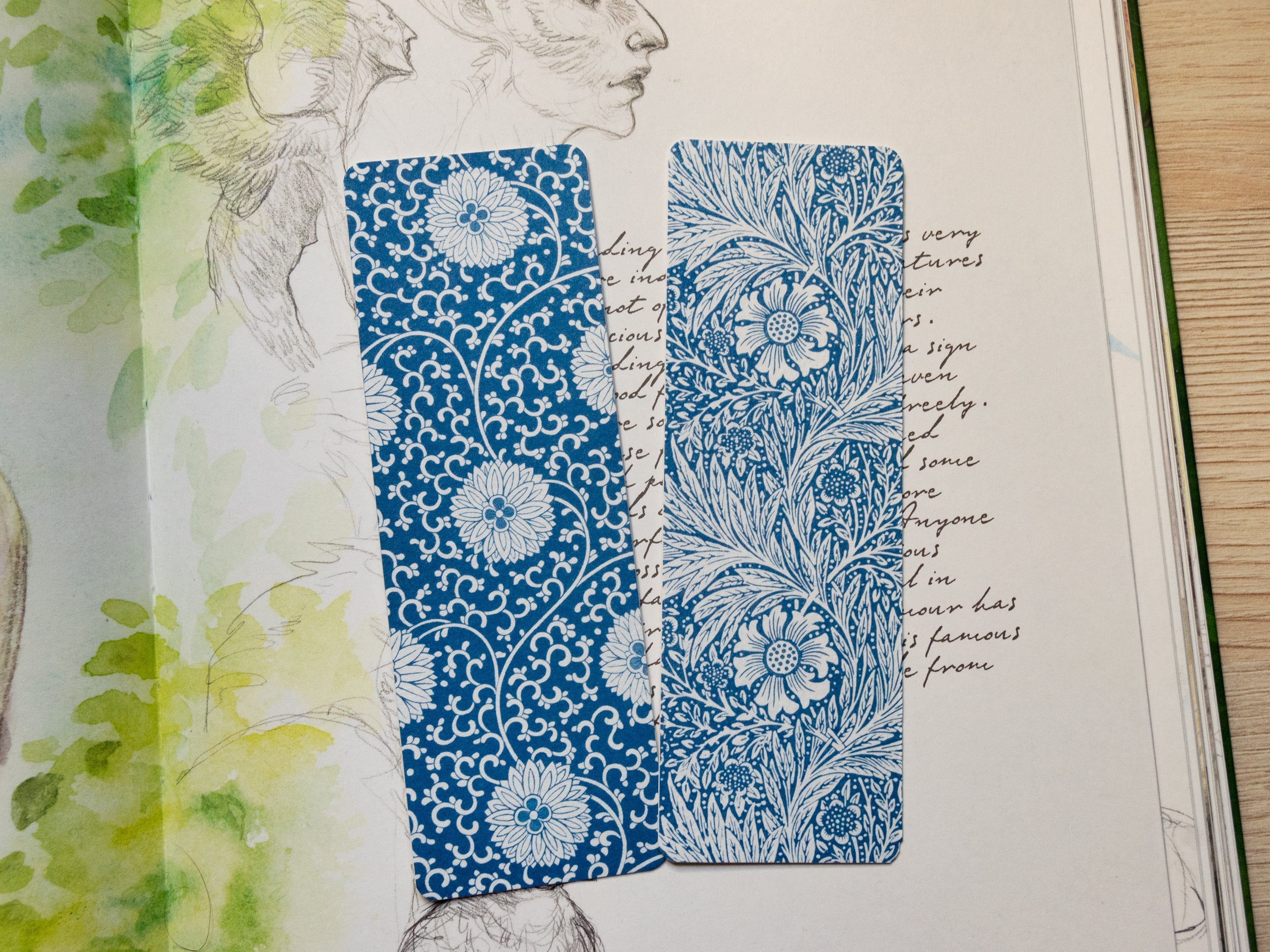 Handmade cyanotype bookmarks