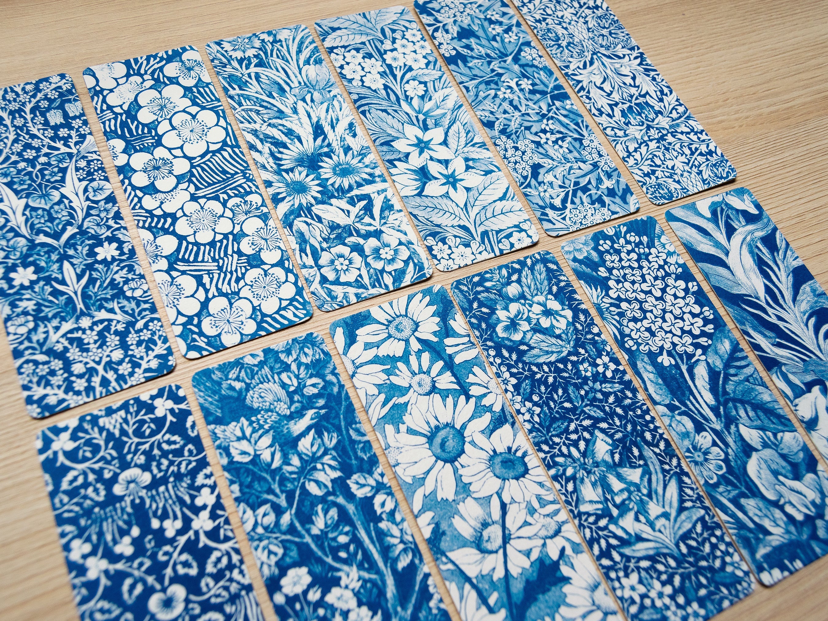 floral cyanotype bookmarks