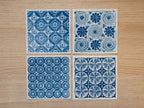 Vintage square ornaments cyanotype stencils
