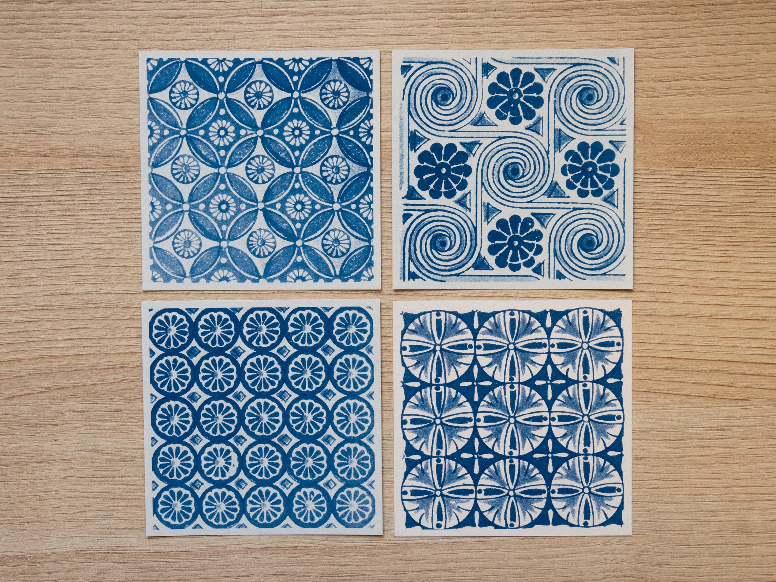 Vintage square ornaments cyanotype stencils