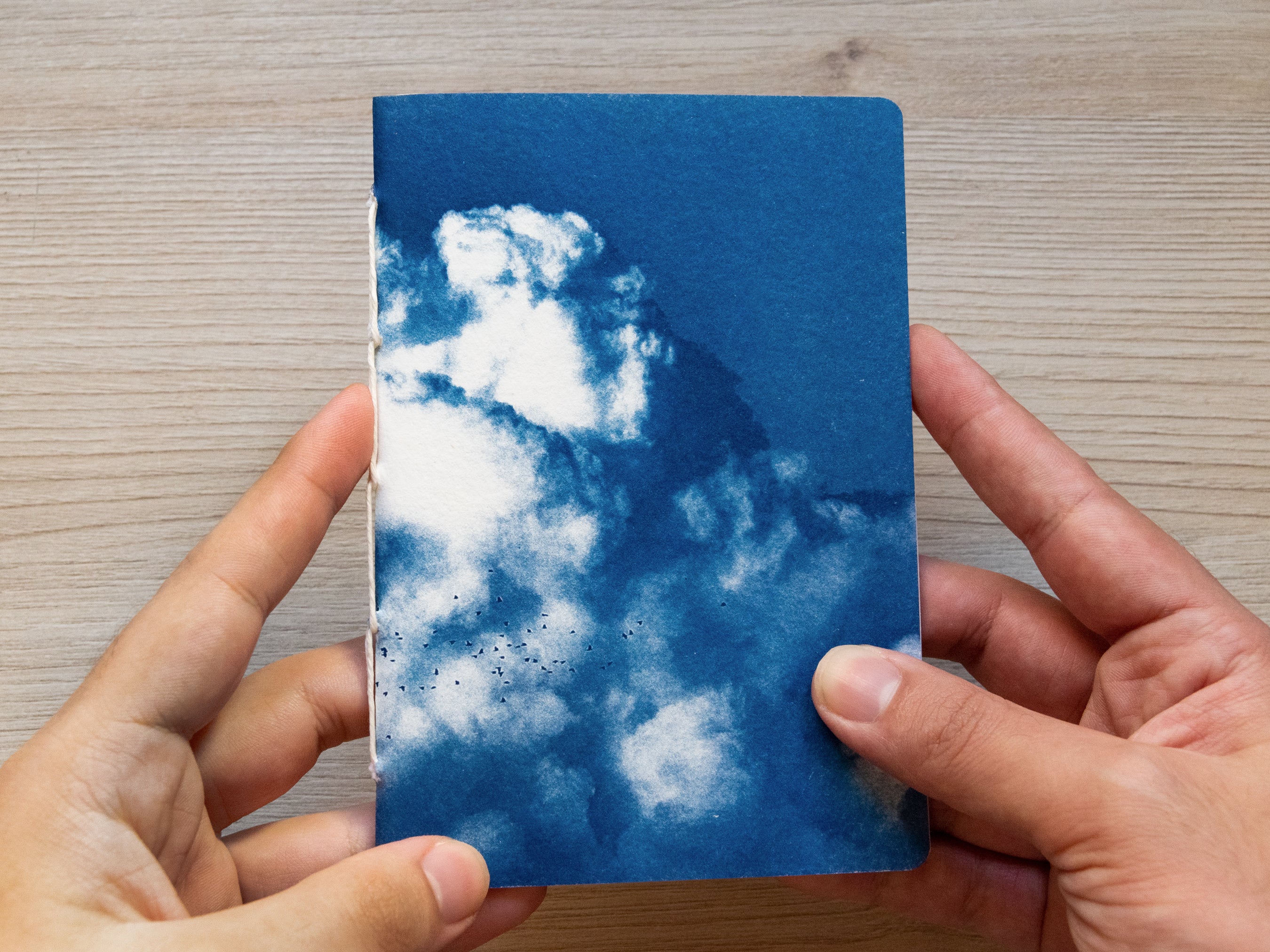 Handmade cyanotype notebook | Clouds landscape