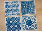 Vintage square ornaments cyanotype stencils