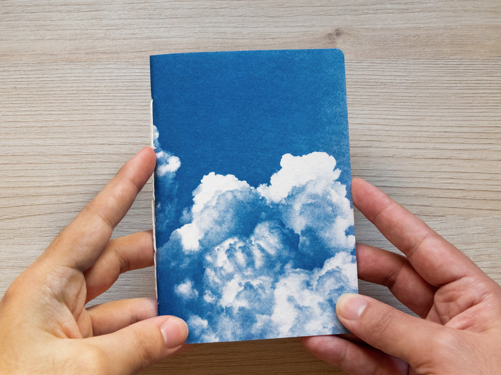 Handmade cyanotype notebook | Clouds landscape