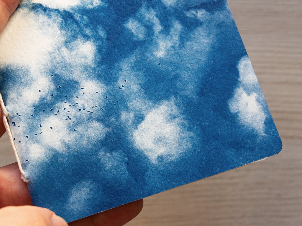 Handmade cyanotype notebook | Clouds landscape