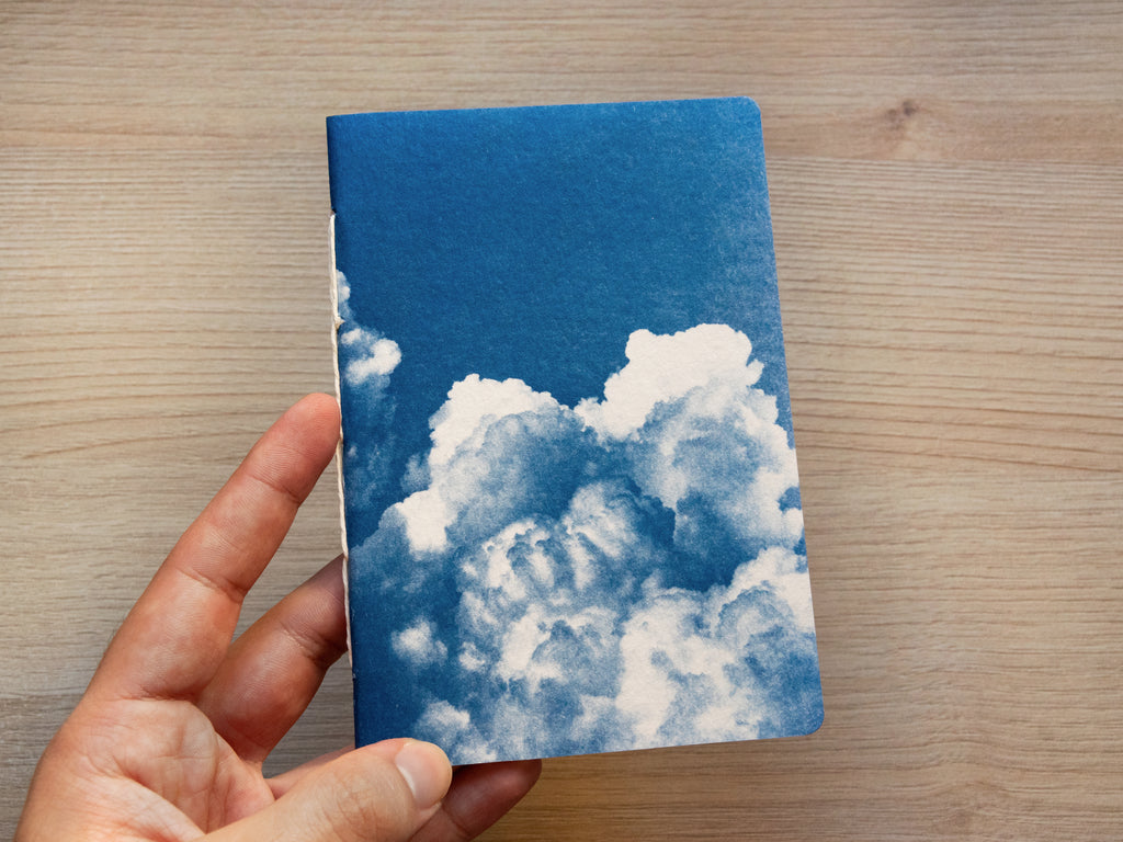 Handmade cyanotype notebook | Clouds landscape