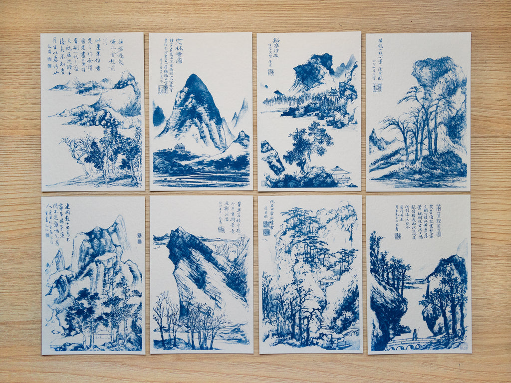 Plantillas para cianotipia de paisajes chinos