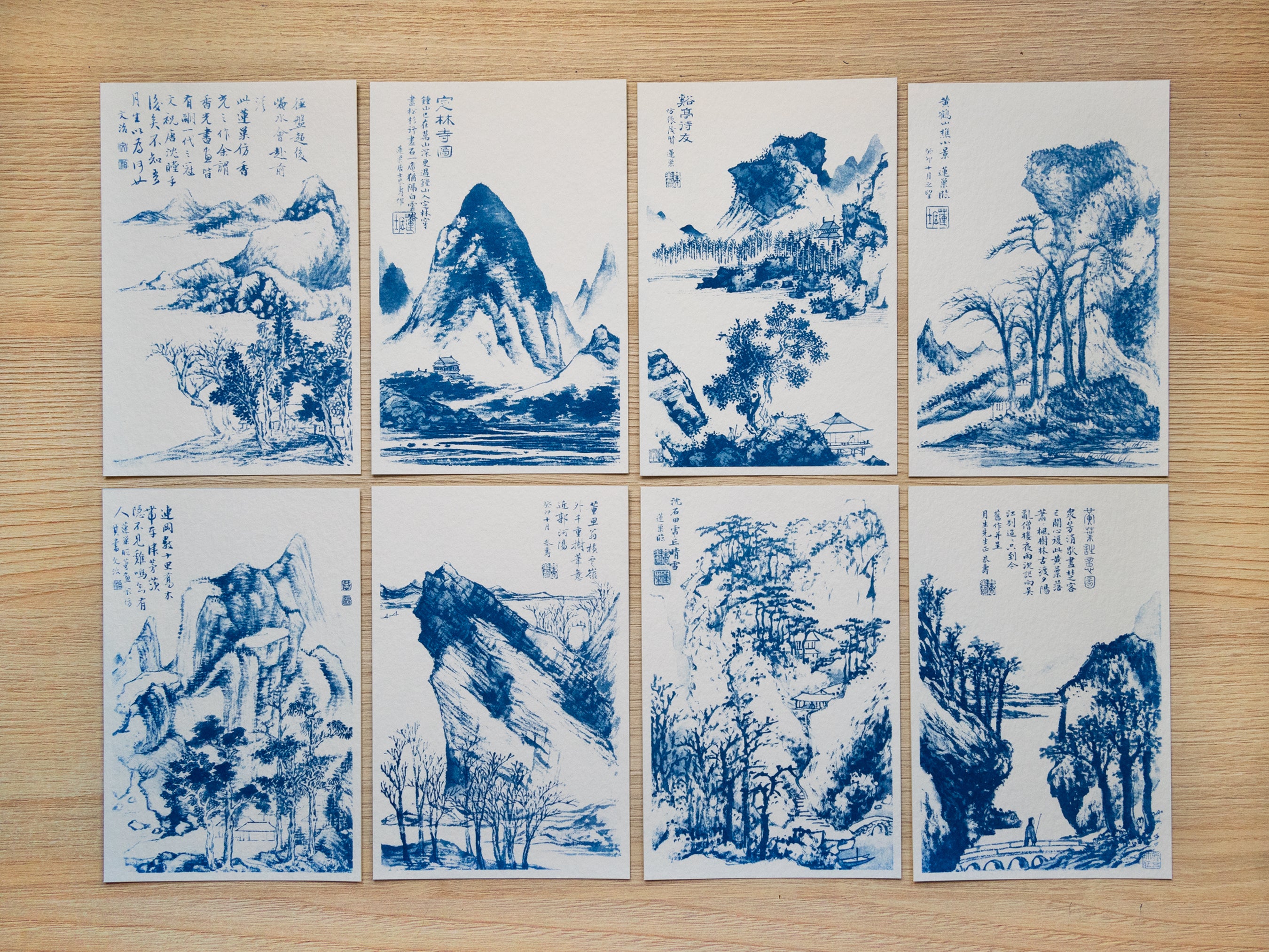 Plantillas para cianotipia de paisajes chinos