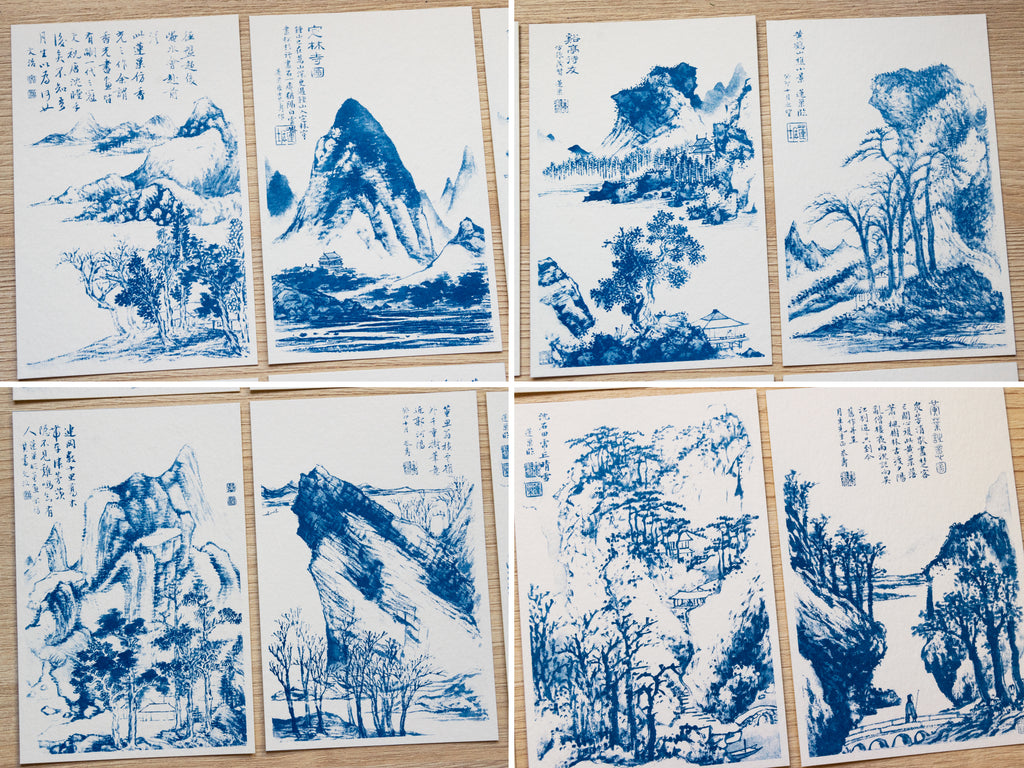 Plantillas para cianotipia de paisajes chinos