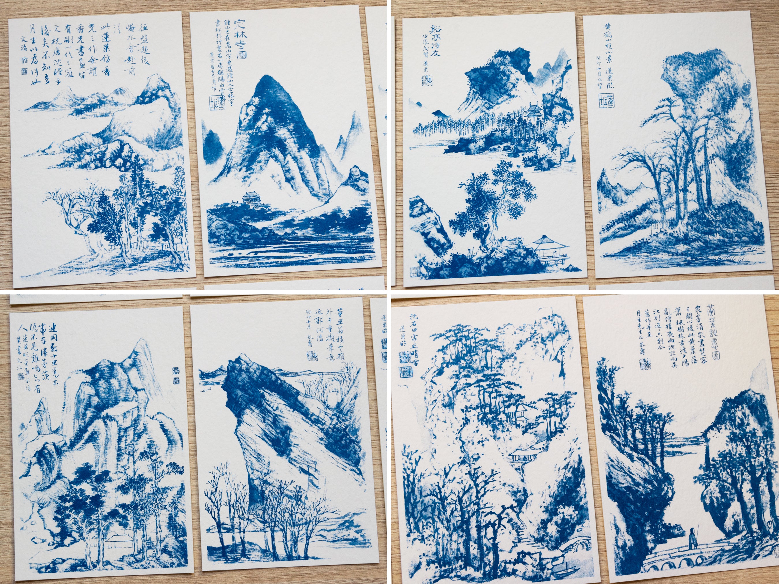 Plantillas para cianotipia de paisajes chinos