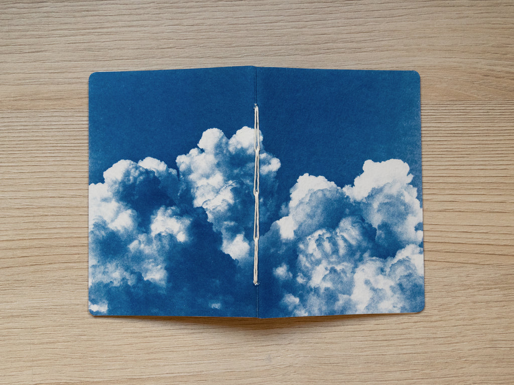 Handmade cyanotype notebook | Clouds landscape