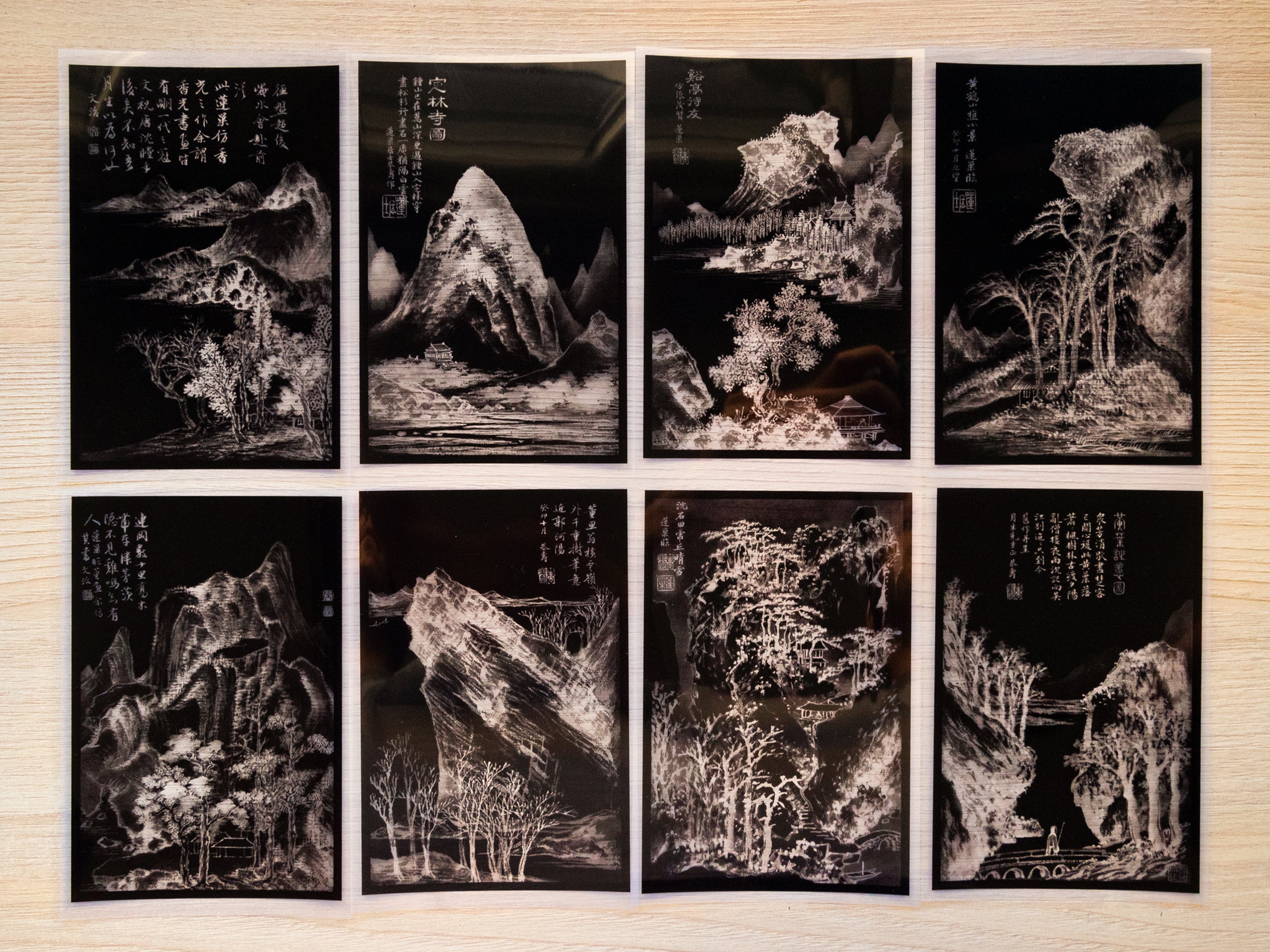 Plantillas para cianotipia de paisajes chinos