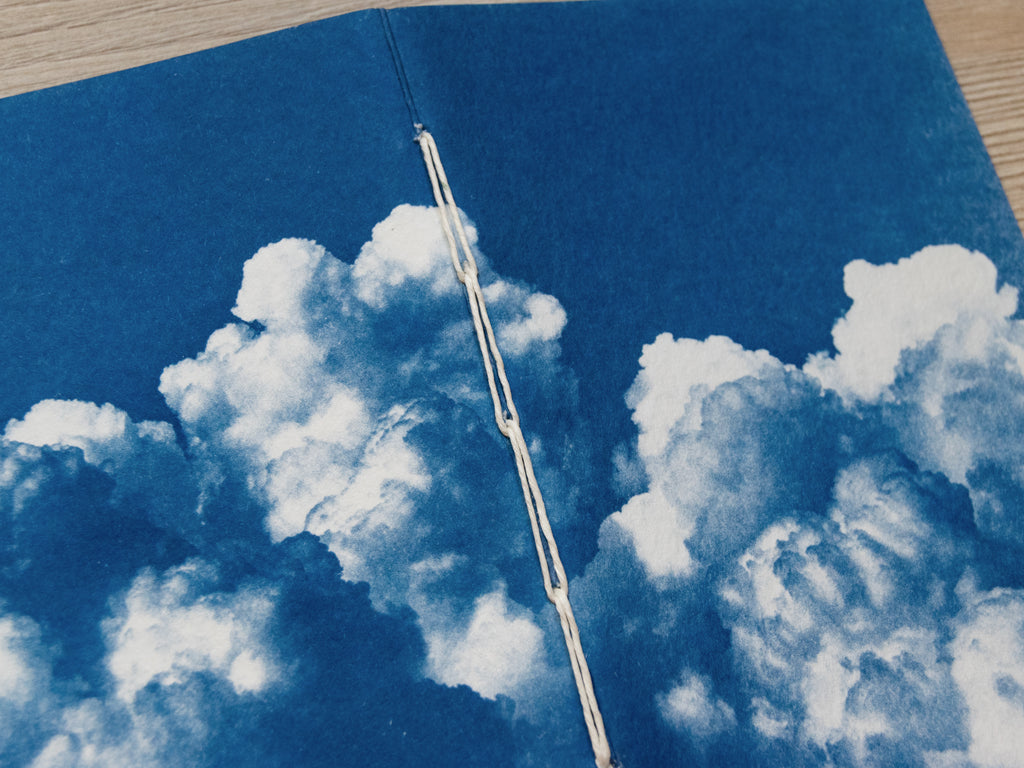Handmade cyanotype notebook | Clouds landscape
