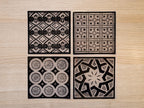 Vintage square ornaments cyanotype stencils