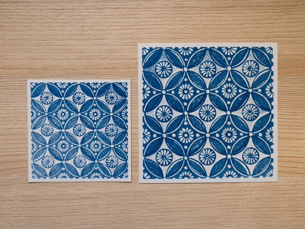 Vintage square ornaments cyanotype stencils
