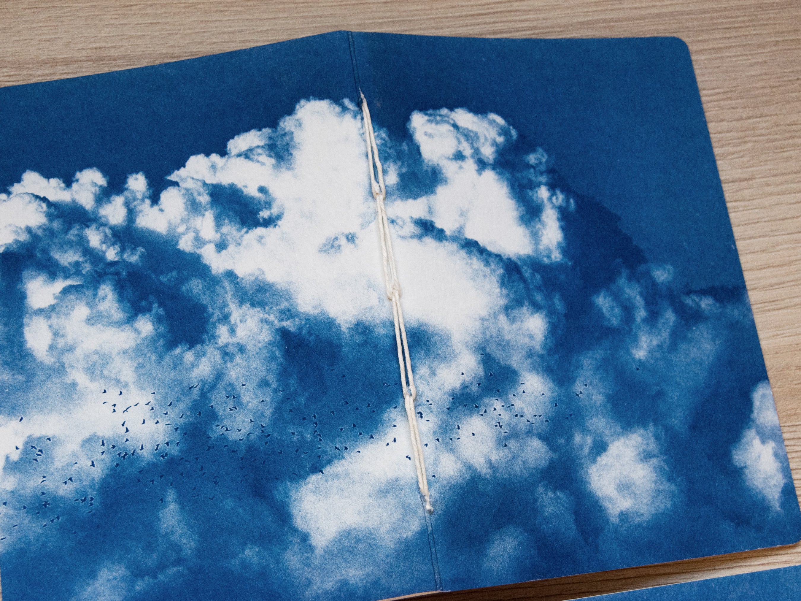 Handmade cyanotype notebook | Clouds landscape