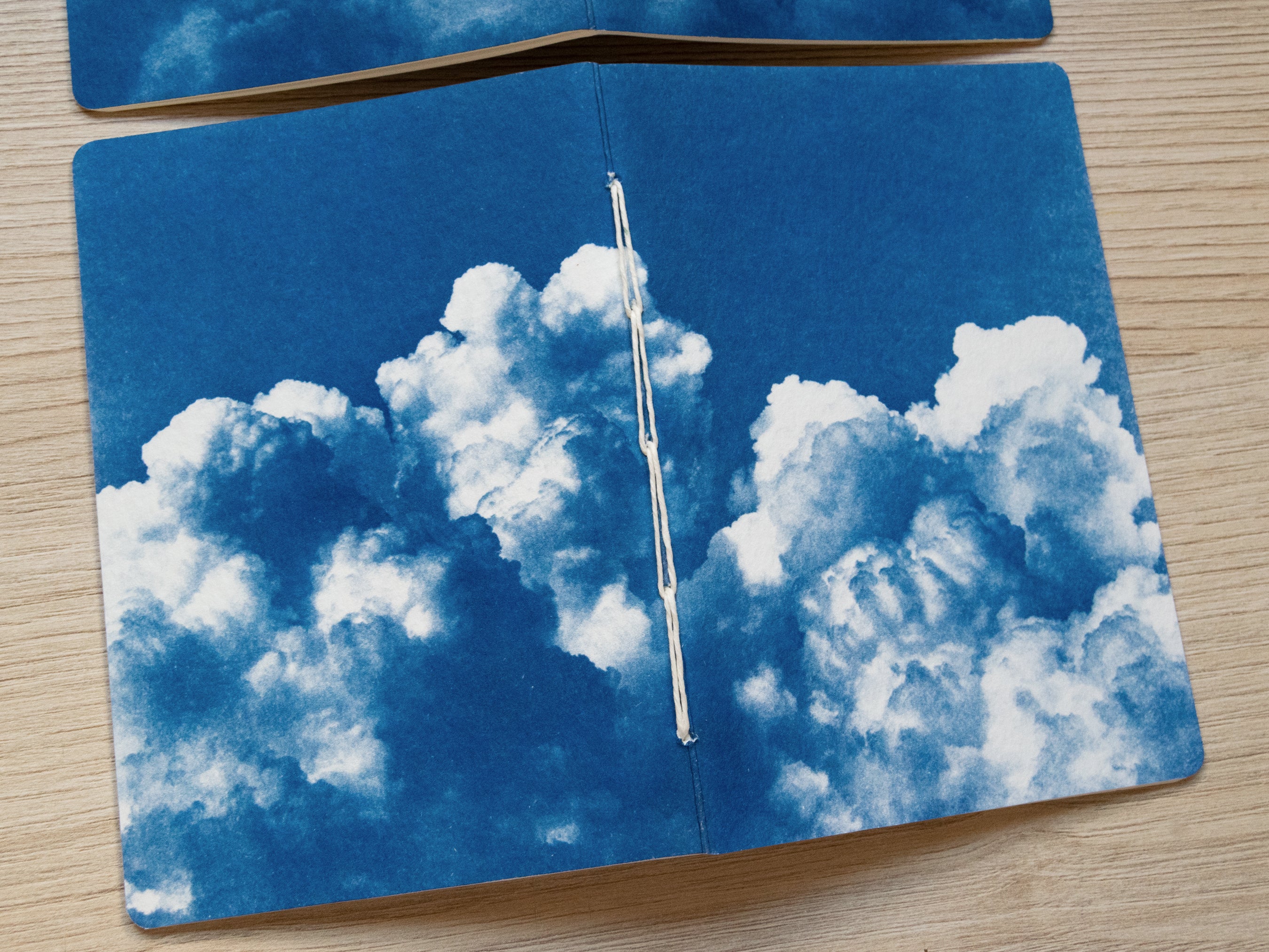 Handmade cyanotype notebook | Clouds landscape