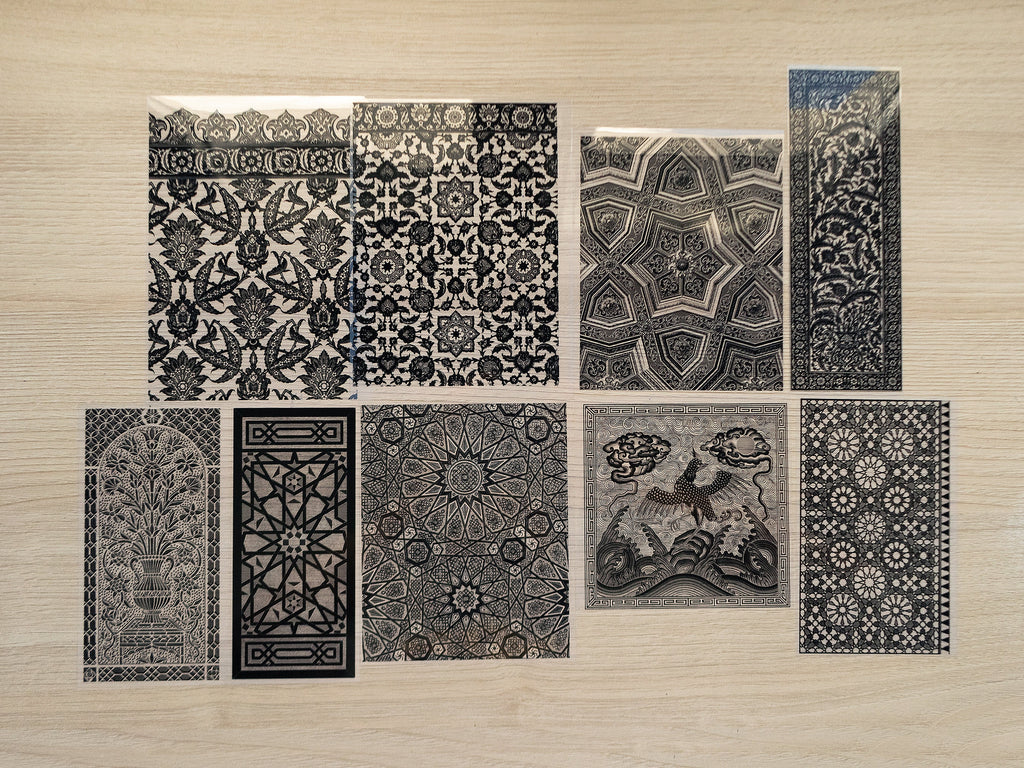 Arabic pattern stencils for solar printing