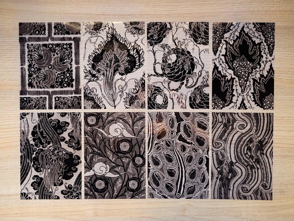 Art Deco Flowers Patterns Cyanotype stencils