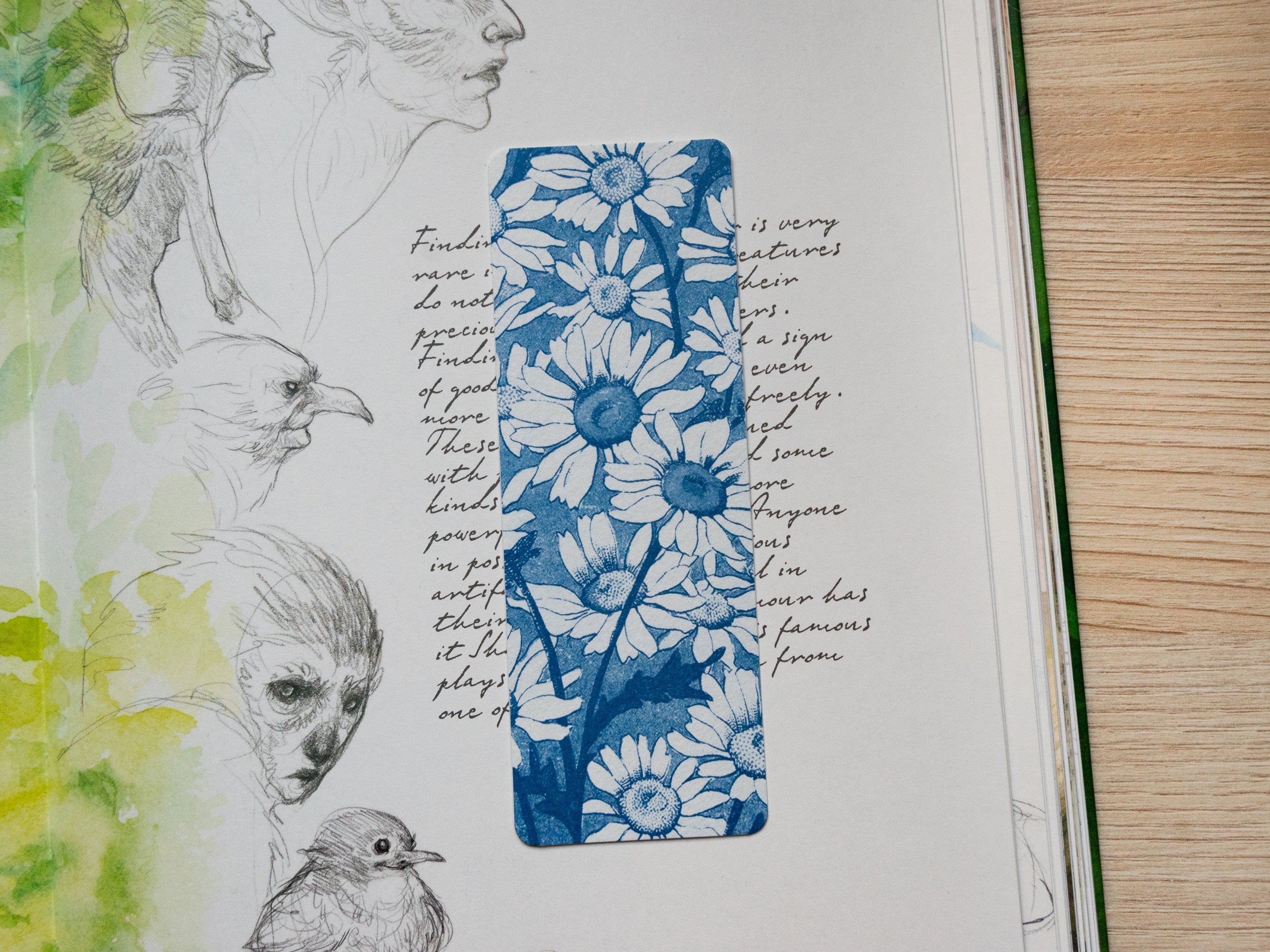 Cyanotype bookmarks, botanical patterns