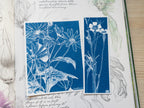 Cyanotypie-Lesezeichen, Blumenmotive