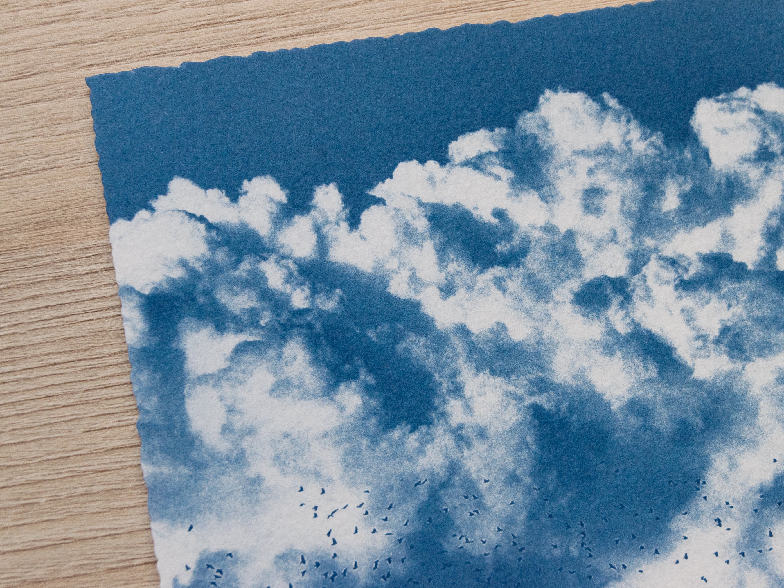 Original cyanotype print, clouds cyanotype art