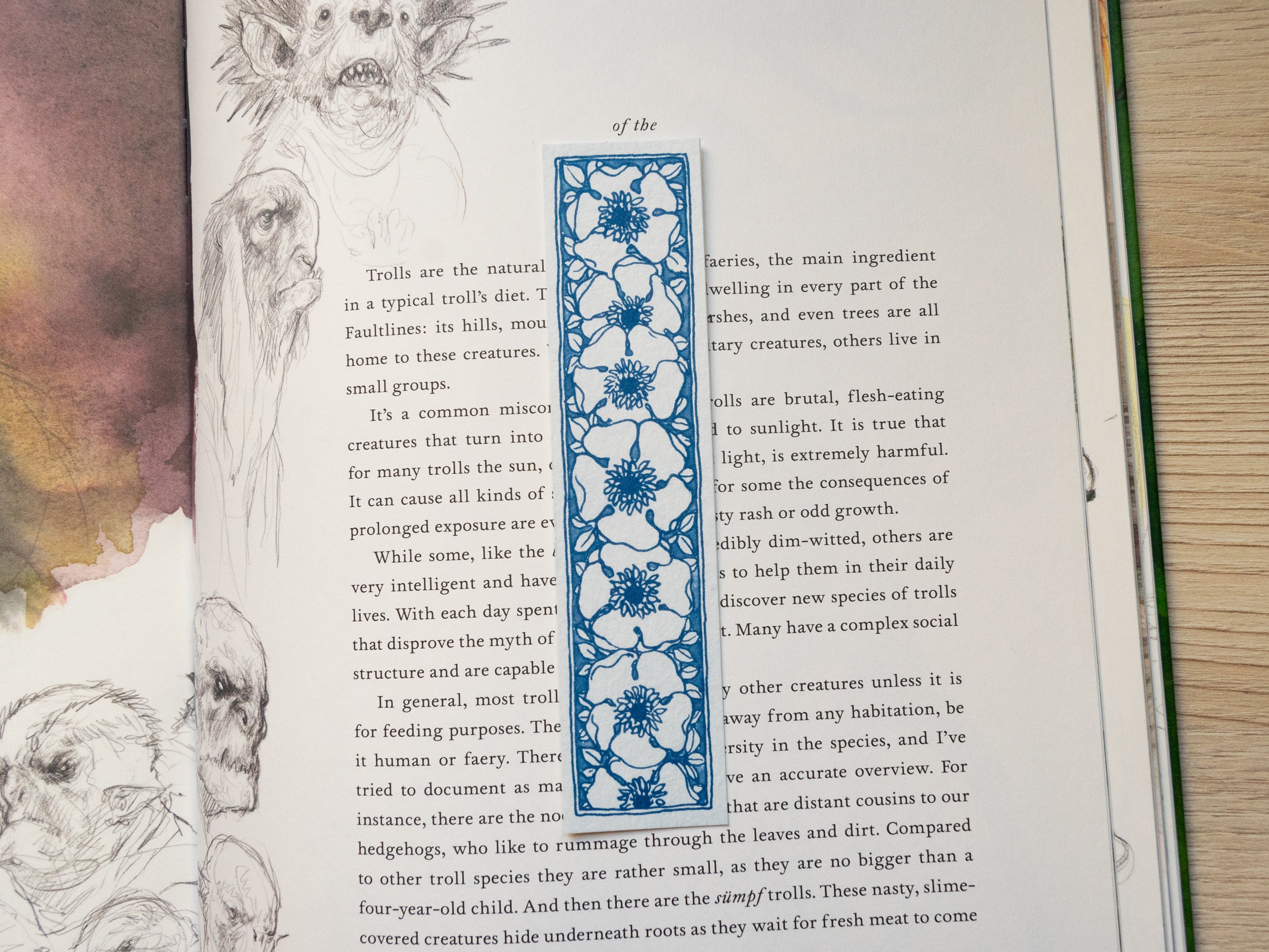 Cyanotypie-Lesezeichen, Vintage-Blumen