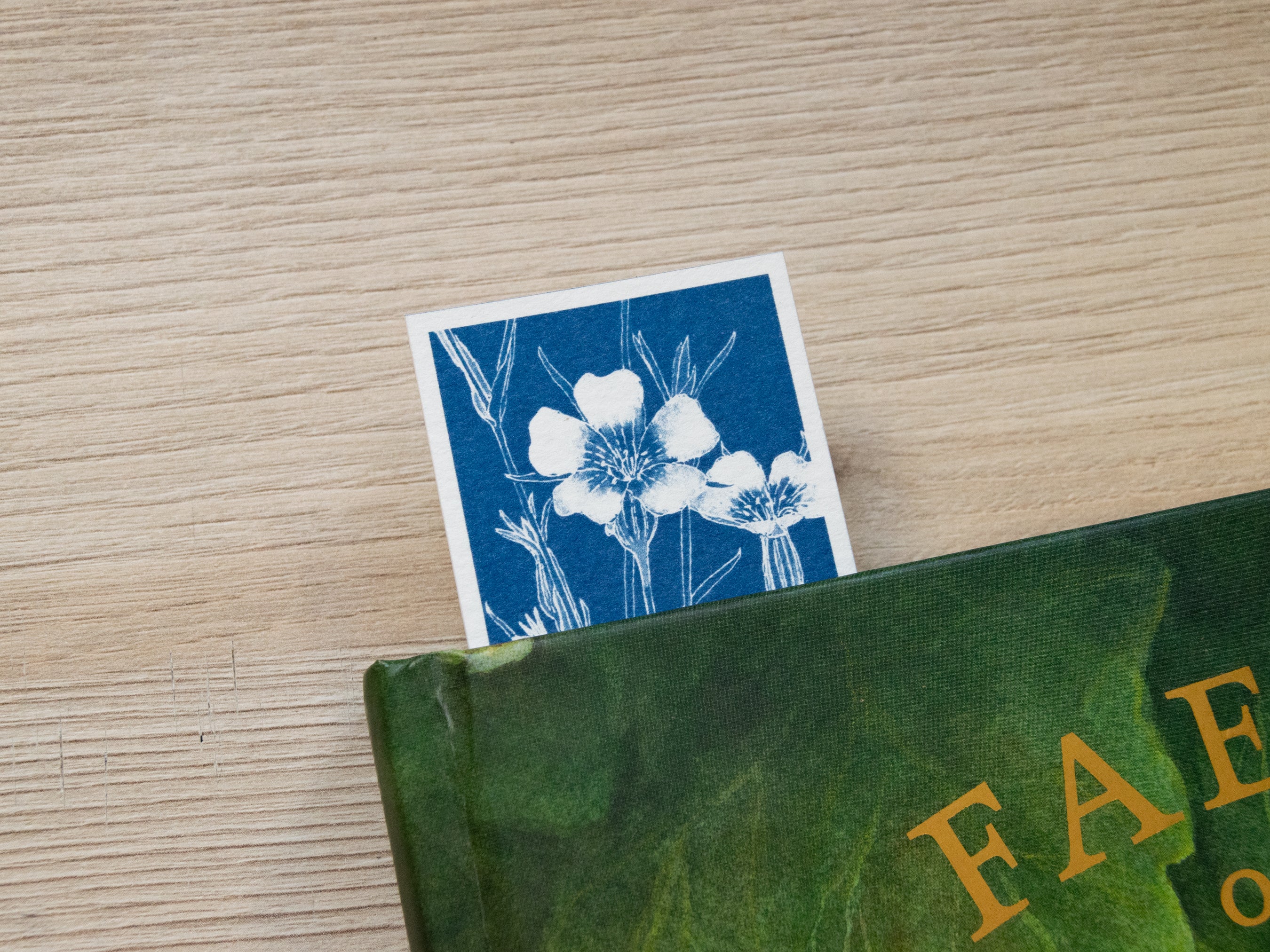 Cyanotypie-Lesezeichen, Blumenmotive