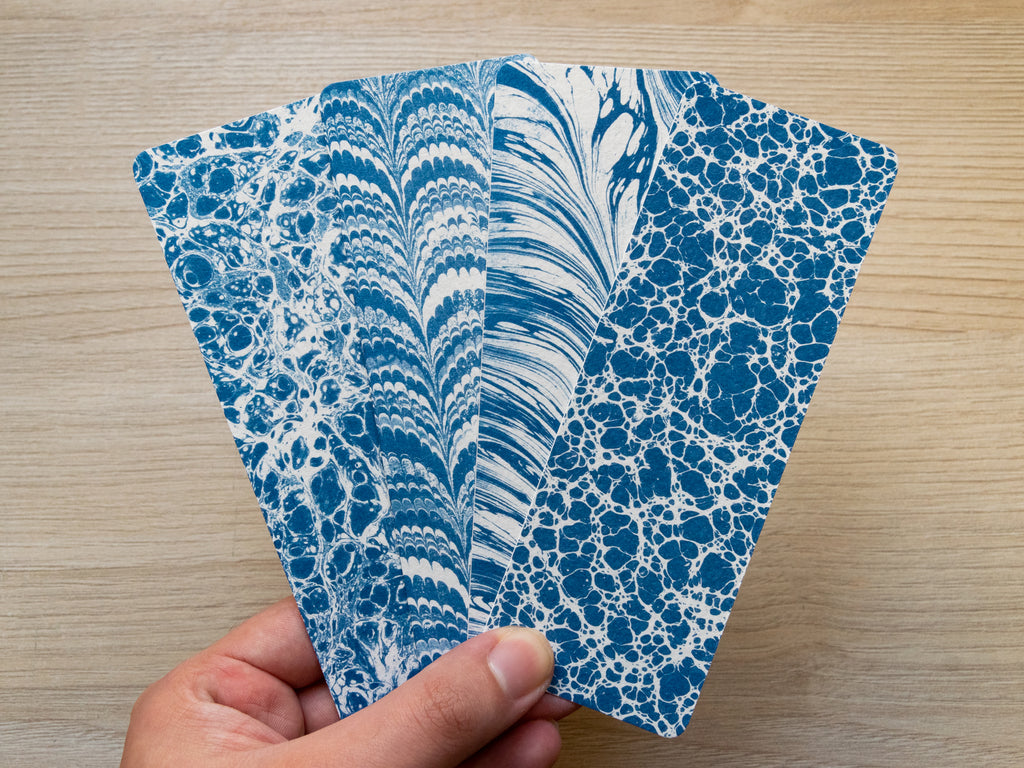 Cyanotypie-Lesezeichen, marmoriertes Muster