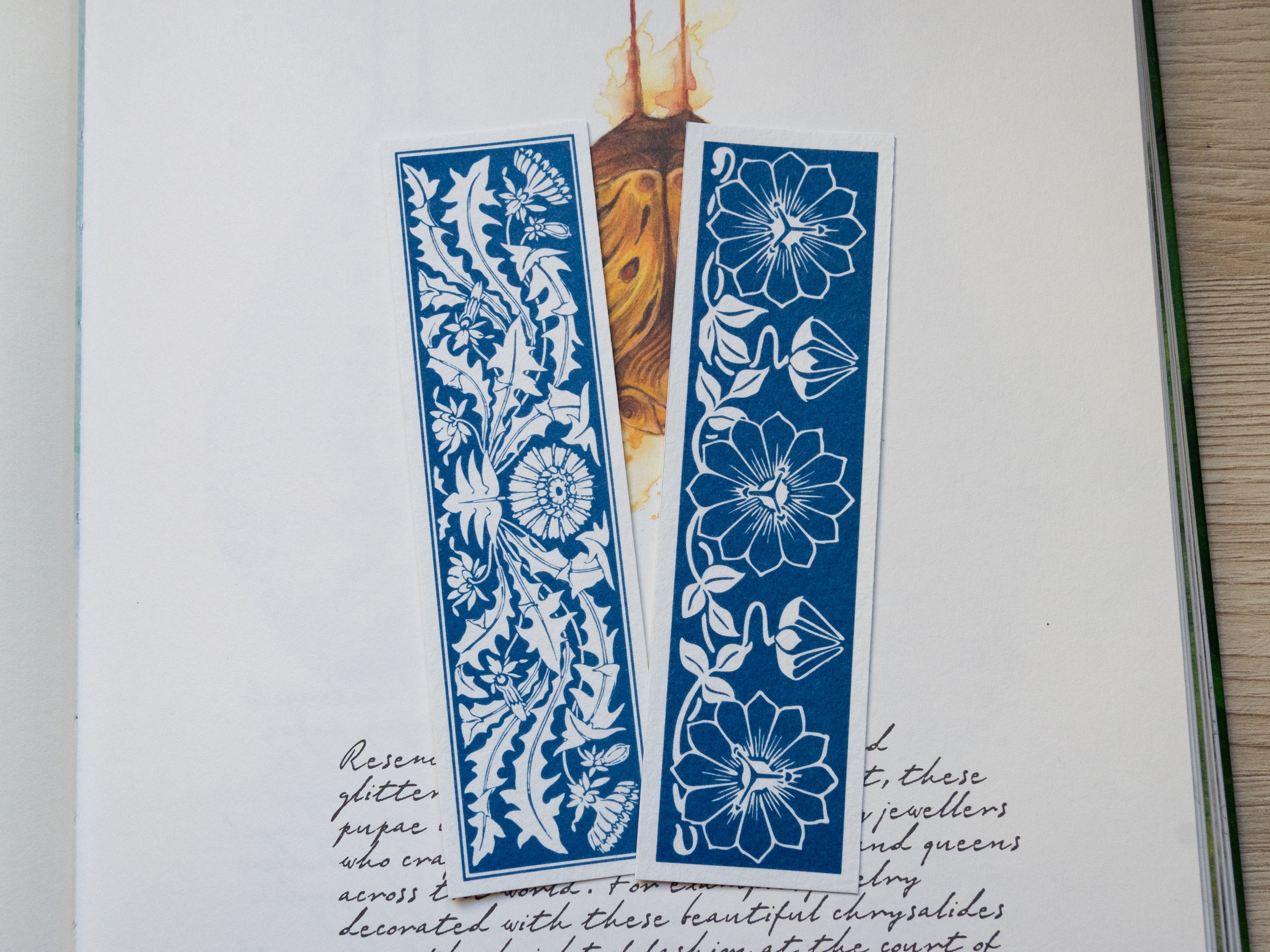 Cyanotypie-Lesezeichen, Vintage-Designs