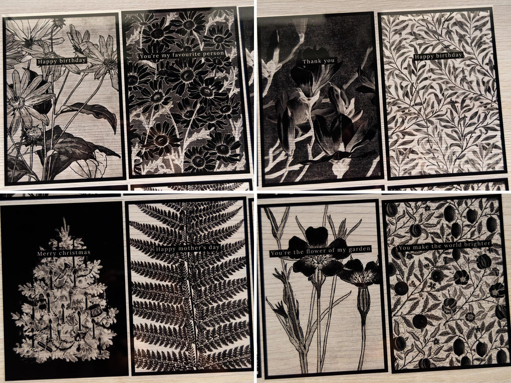Greeting cards stencils for cyanotype