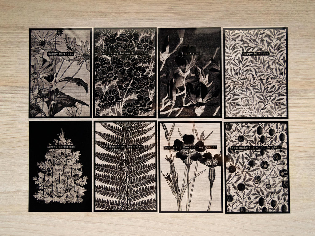 Greeting cards stencils for solar printing