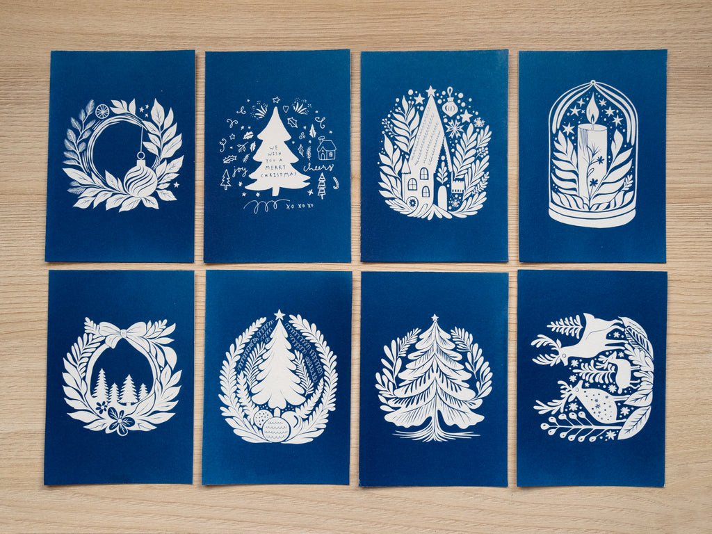 Holiday stencils for cyanotype