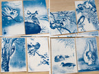 Japanese Animals cyanotype prints