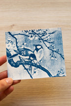 Japanese birds cyanotype print