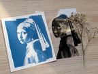 The Girl with a Pearl Earring cyanotype print