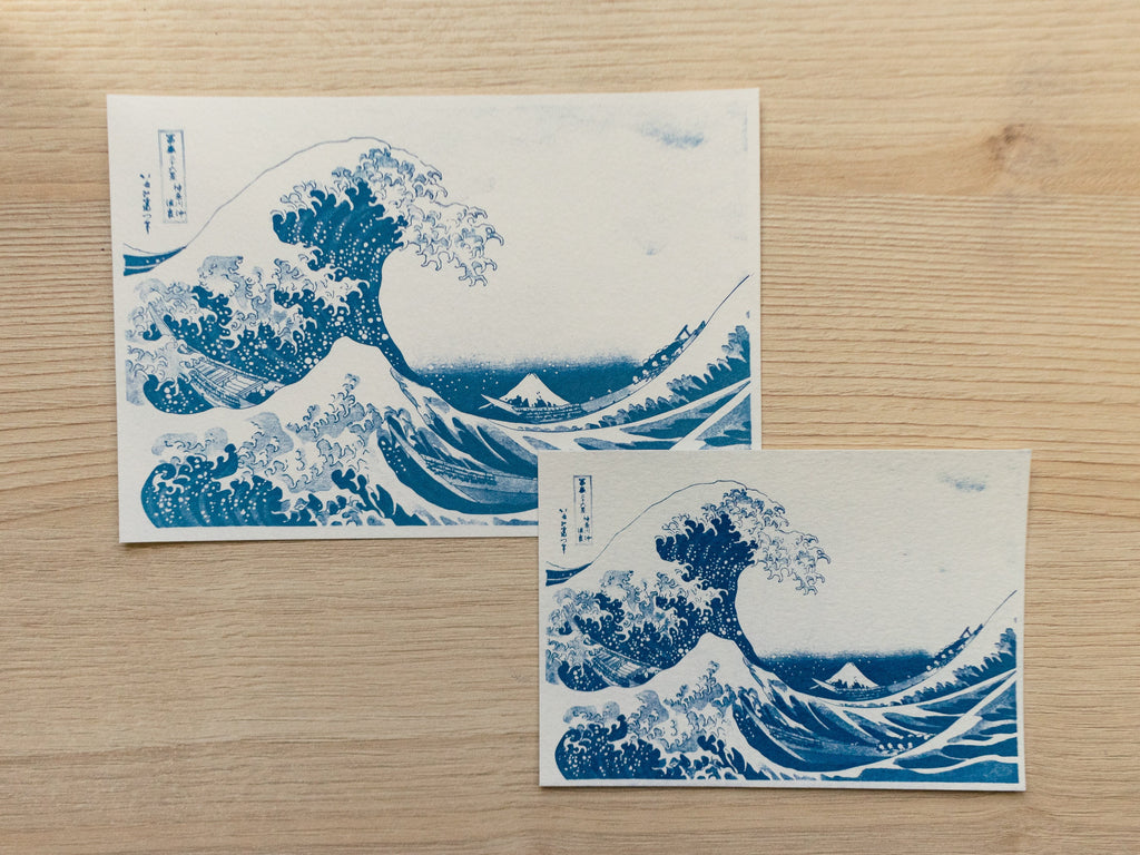The Great Wave off Kanagawa cyanotype print