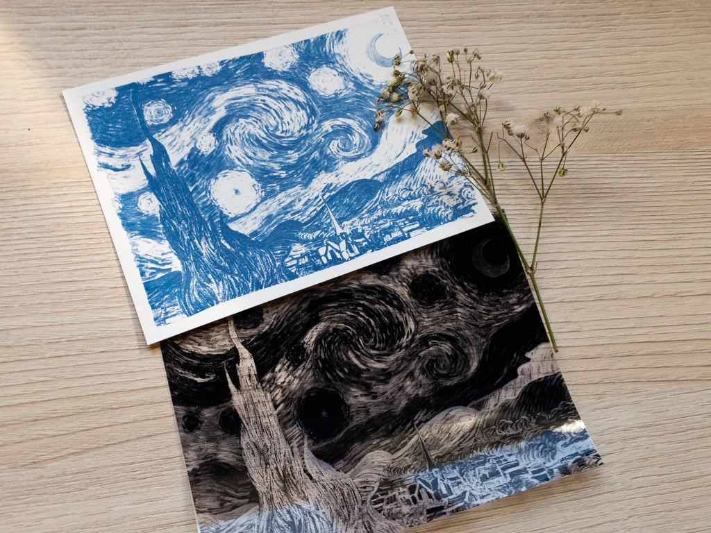 The Starry Night cyanotype print