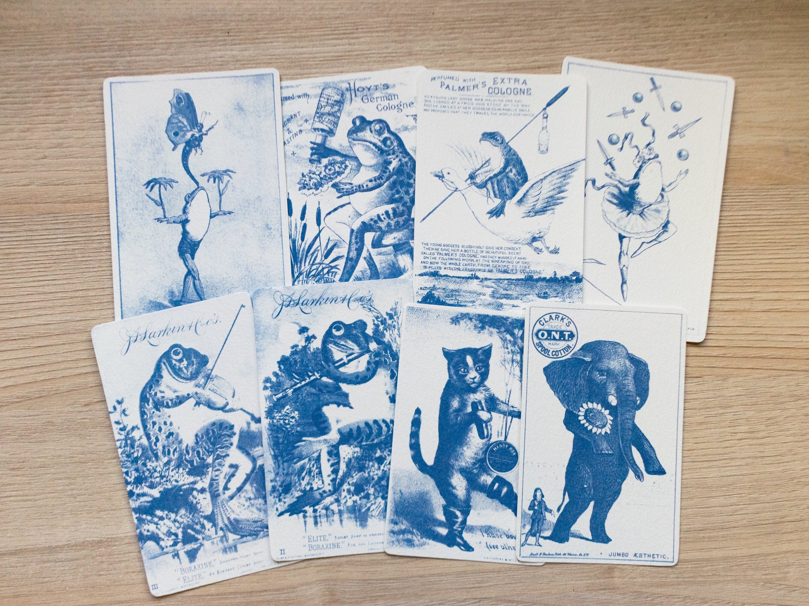 Vintage Animal Cards Cyanotype Stencils