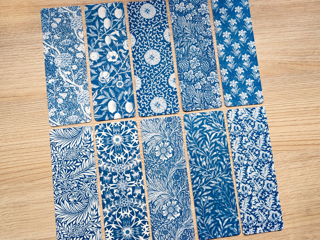 William Morris Patterns Cyanotype Bookmarks