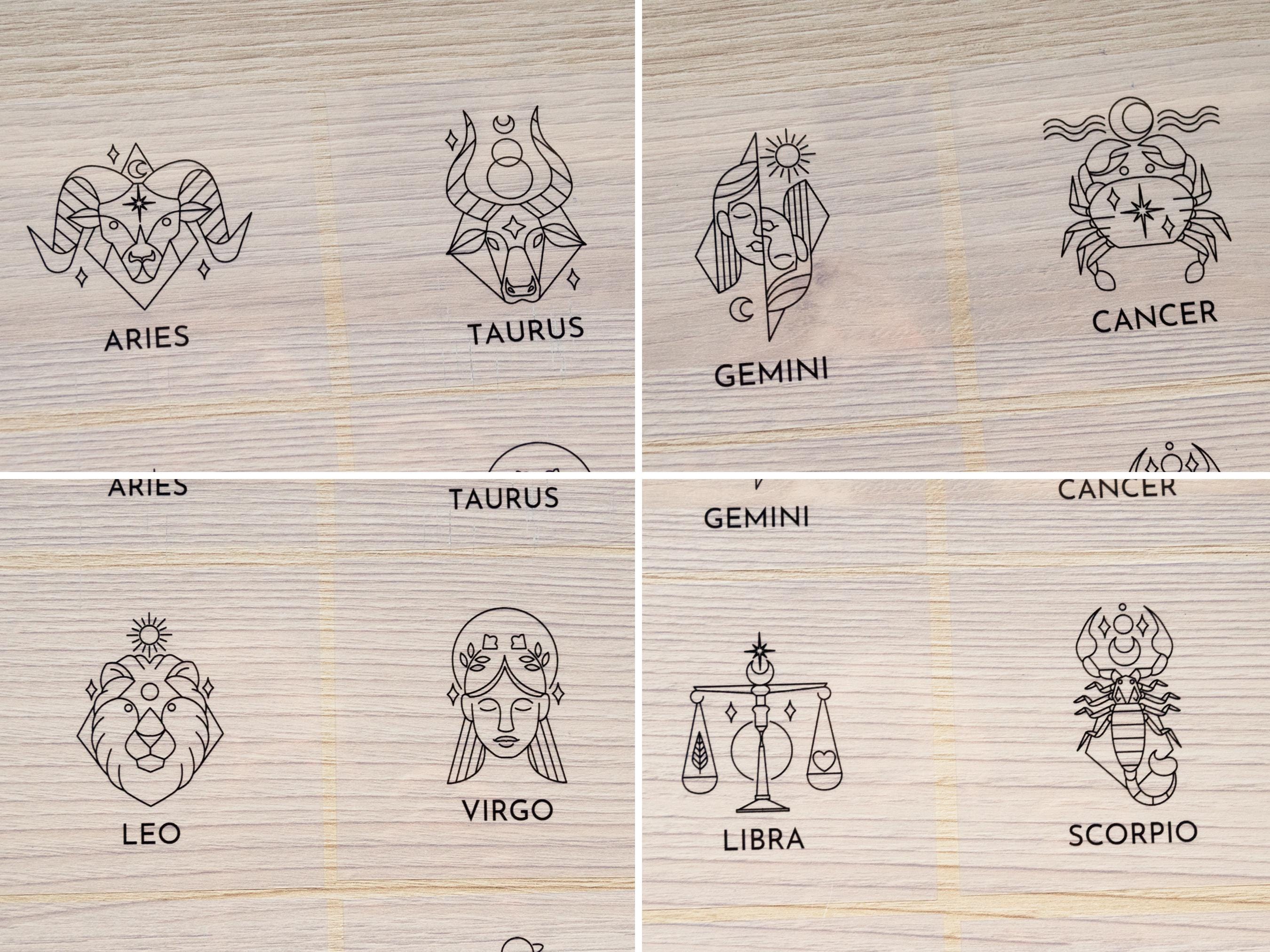 Zodiac signs cyanotype negatives