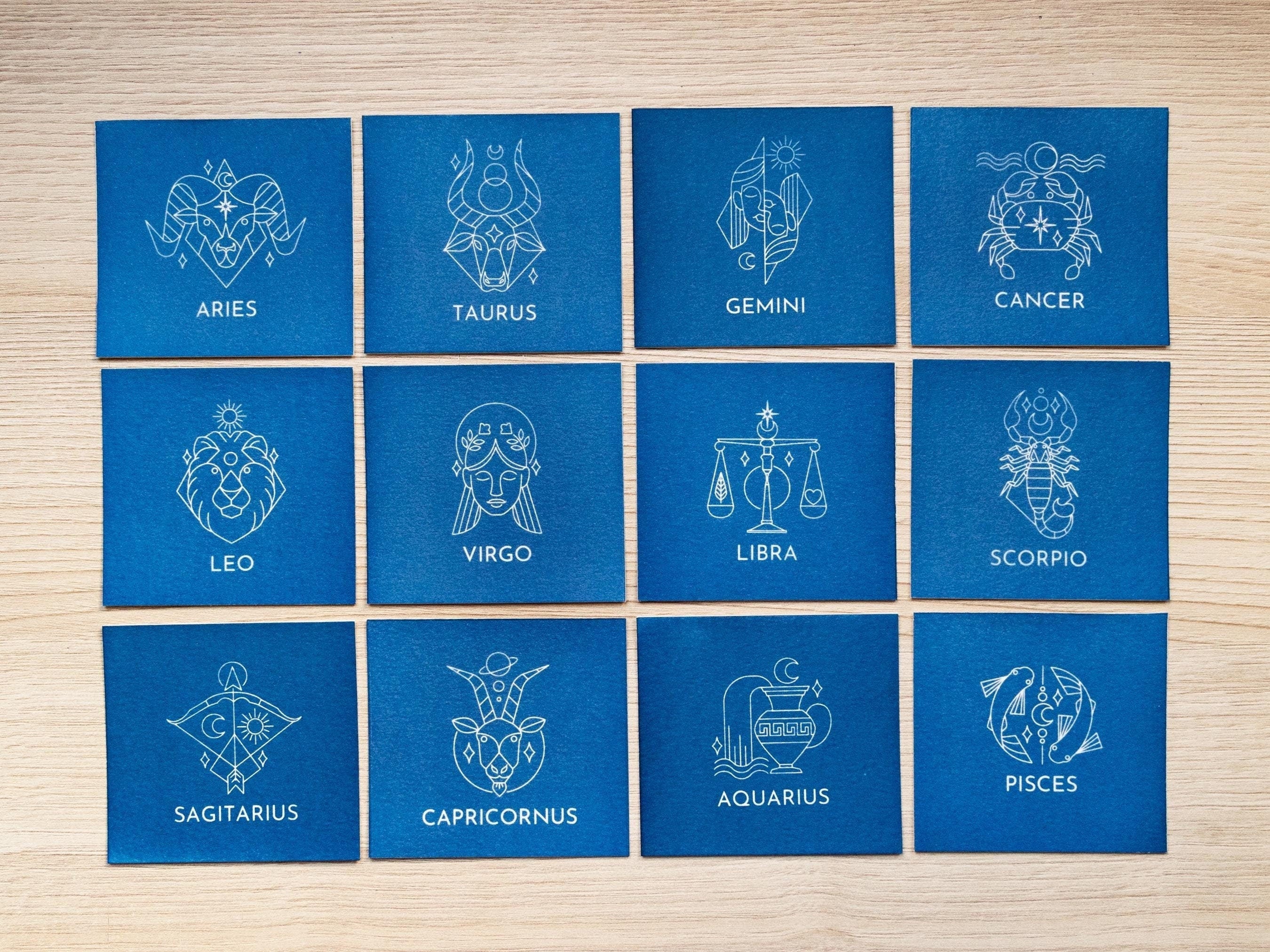Zodiac signs cyanotype prints