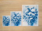 big cyanotype print made with stencils
