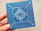 closeup cyanotype tile stencil