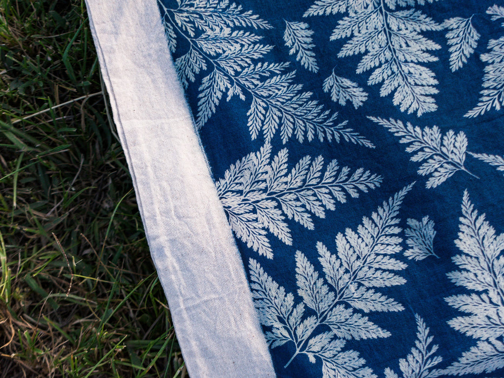 closeup cyanotype tote bag