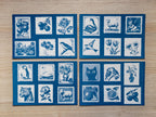 cyanotype art with postage stamp shape