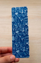 cyanotype bookmark with mushroom pattern