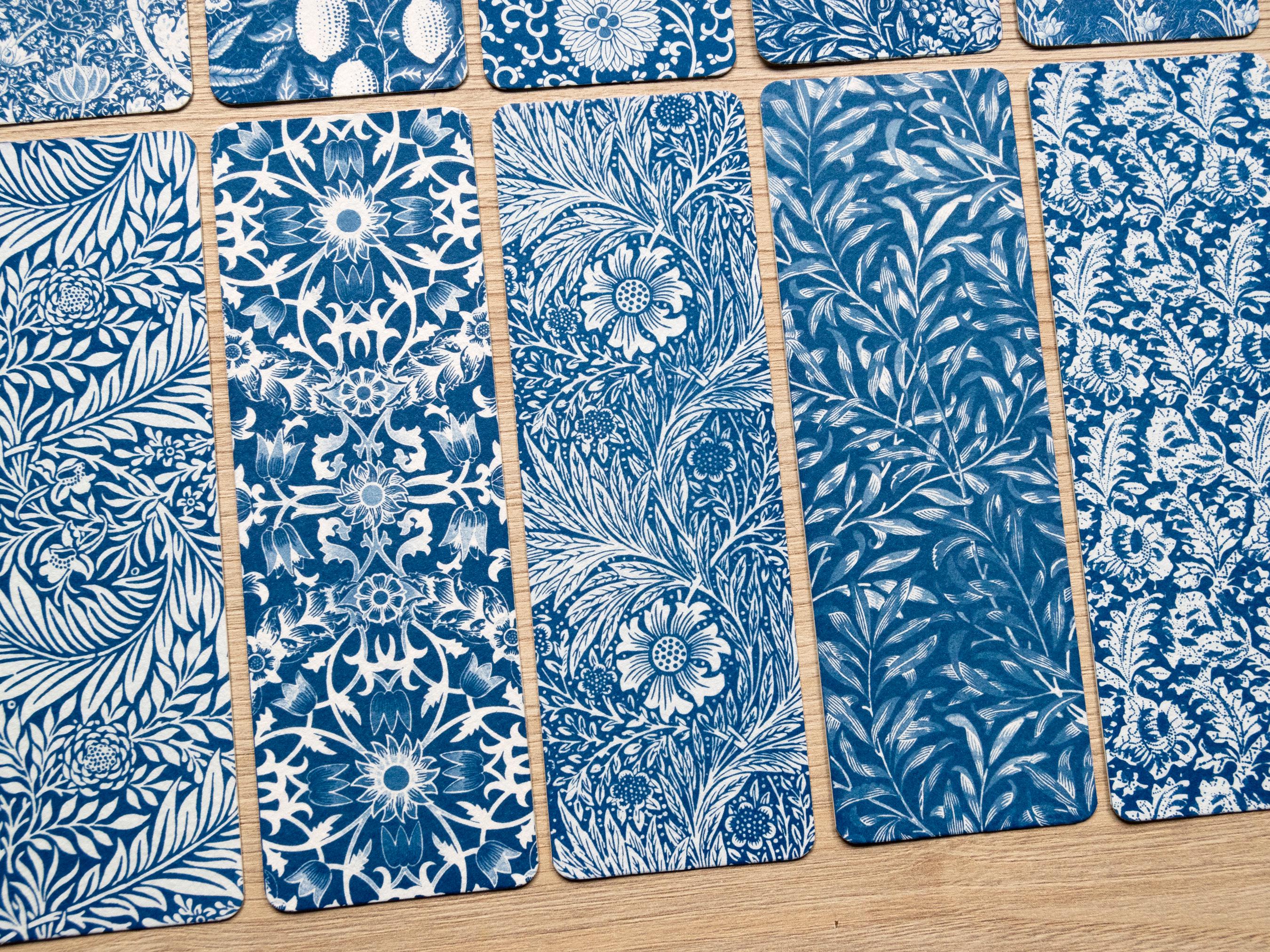 cyanotype bookmarks with William Morris Patterns 