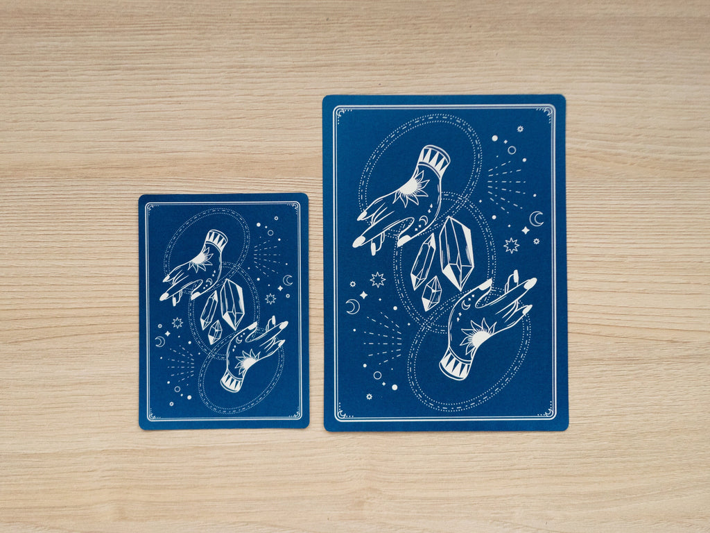 cyanotype cards with mystical designs